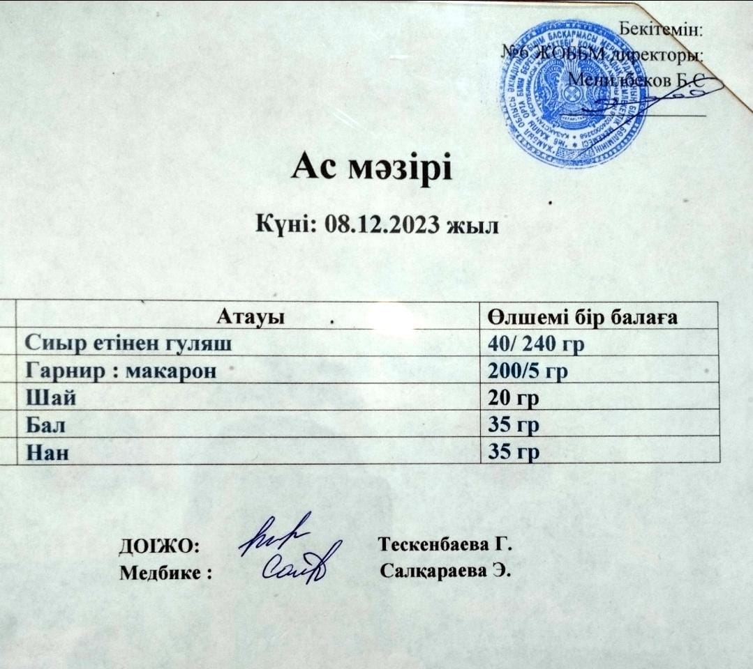 Ас мәзірі