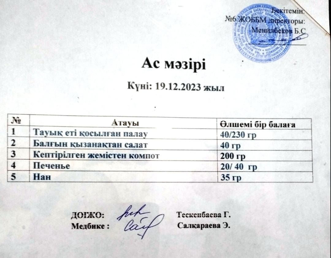 Ас мәзірі