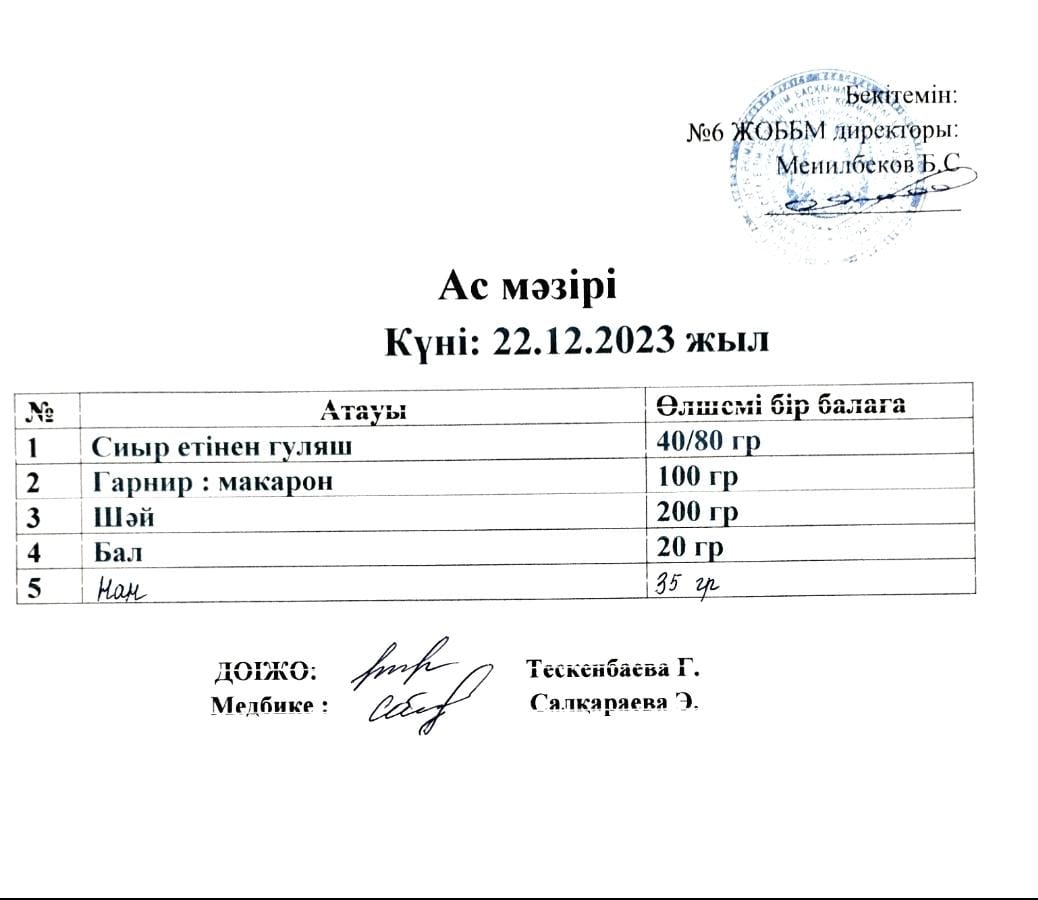 Ас мәзірі
