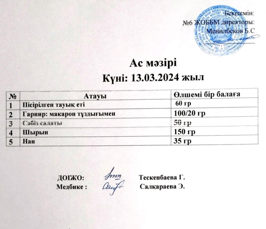 Ас мәзірі
