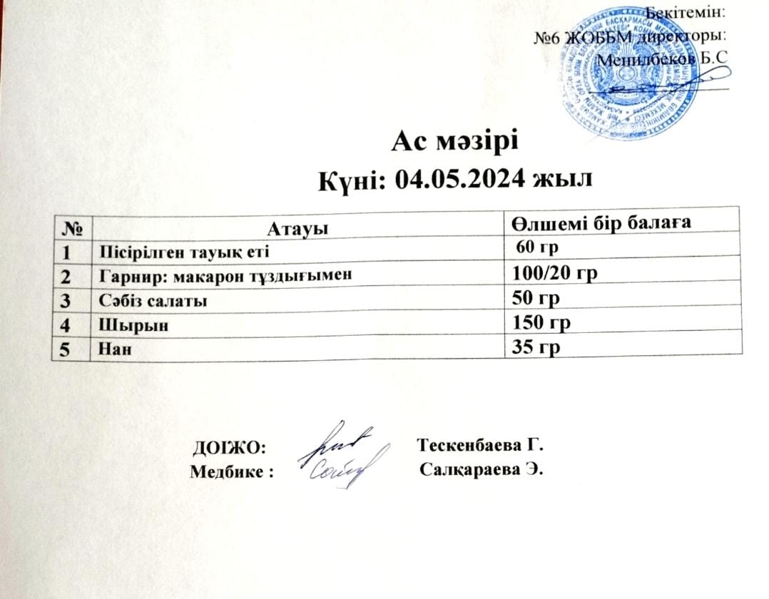 Ас мәзірі