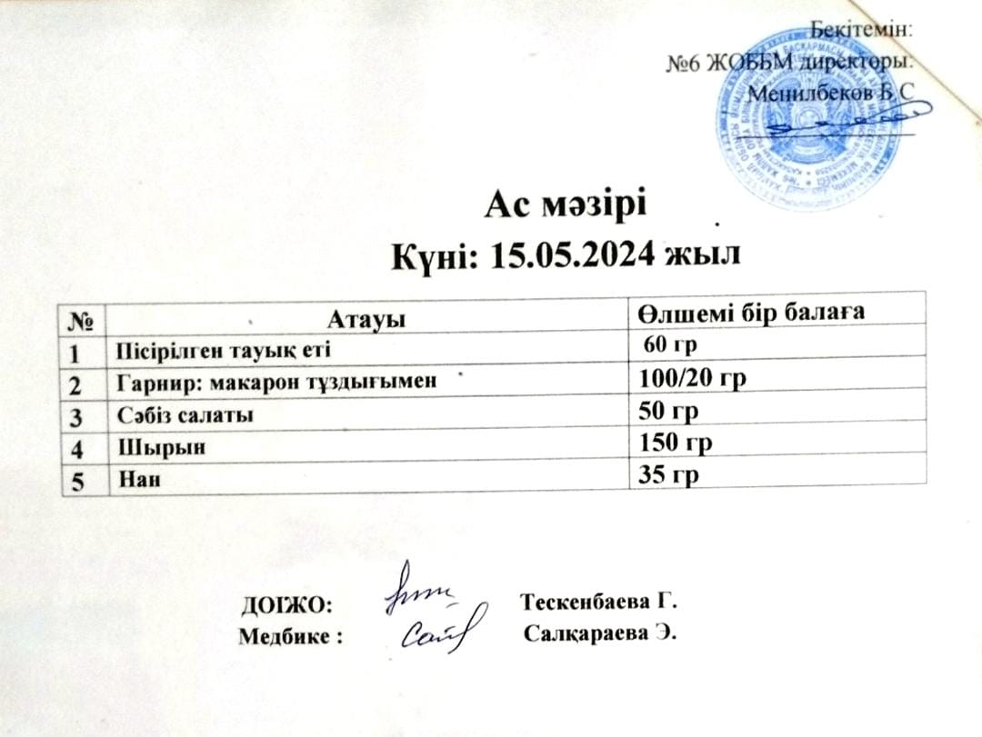 Ас мәзірі