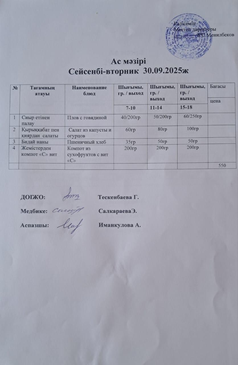 Ас мәзірі