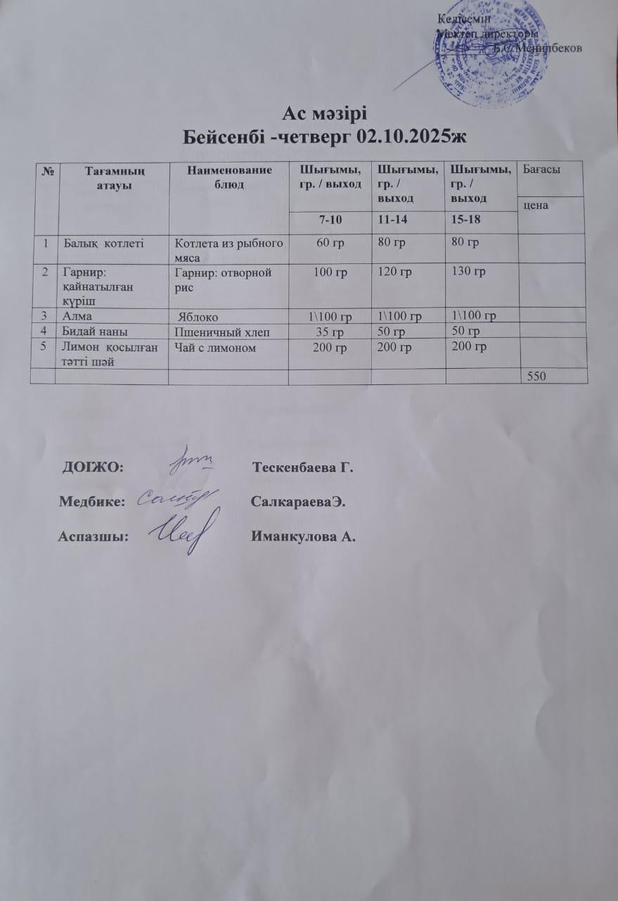 Ас мәзірі