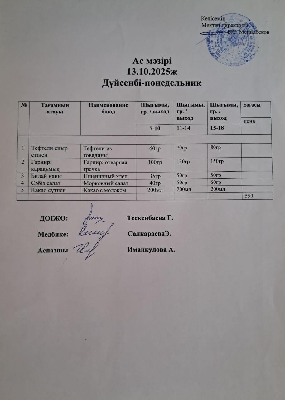 Ас мәзірі