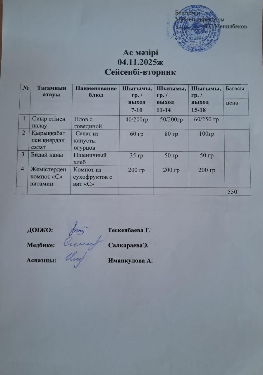Ас мәзірі