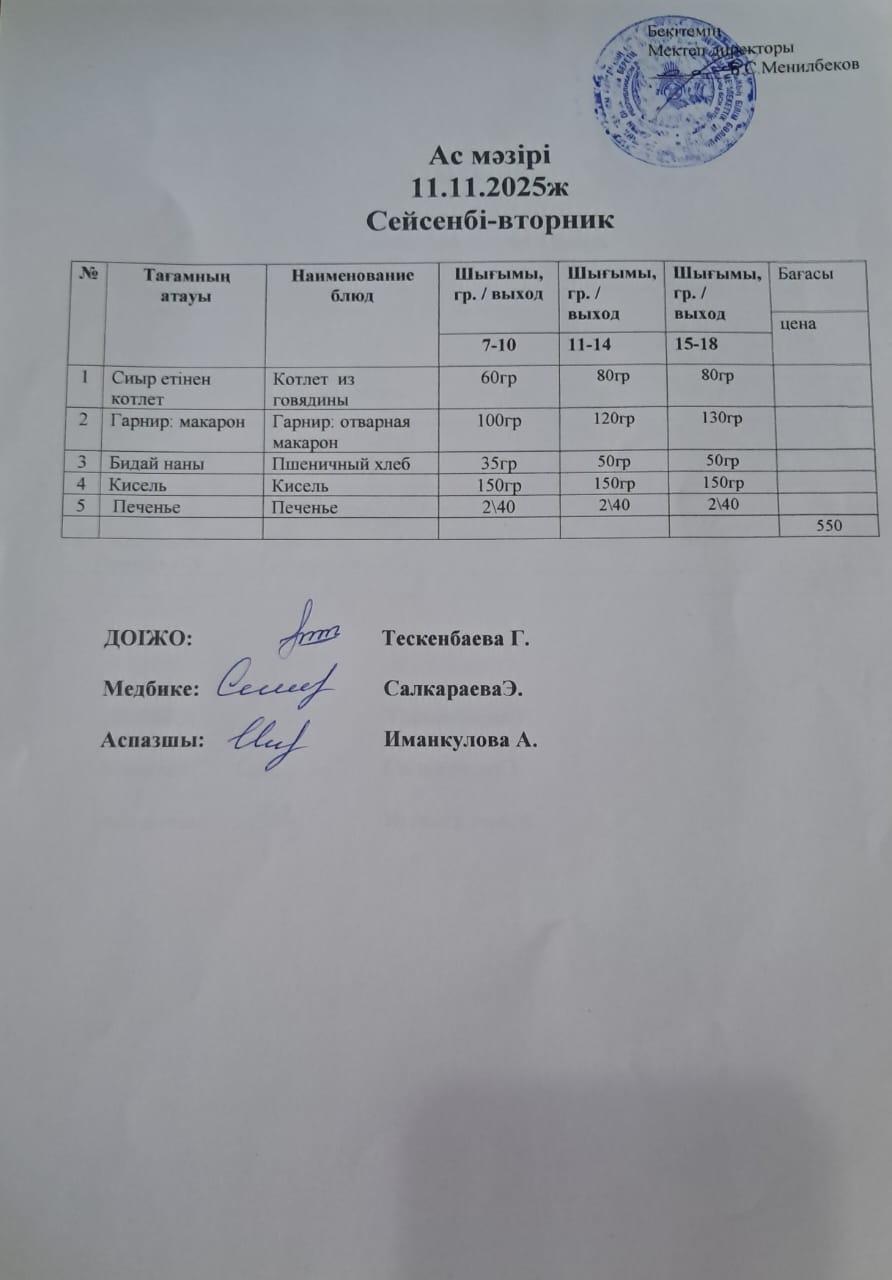 Ас мәзірі
