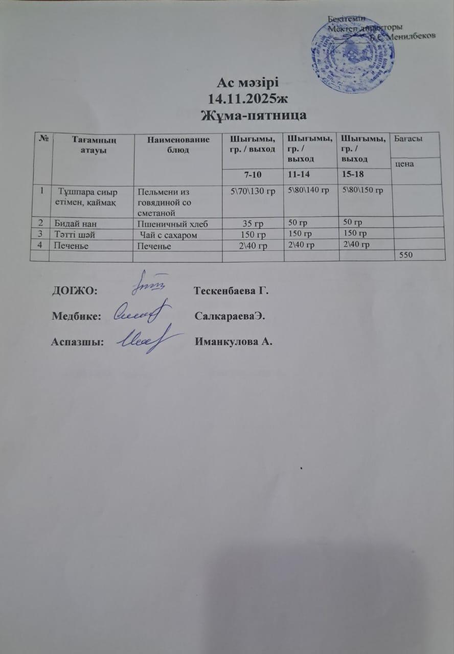 Ас мәзірі