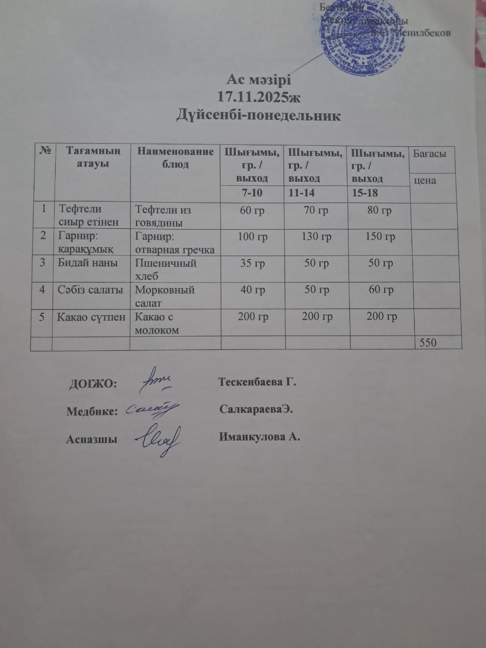 Ас мәзірі