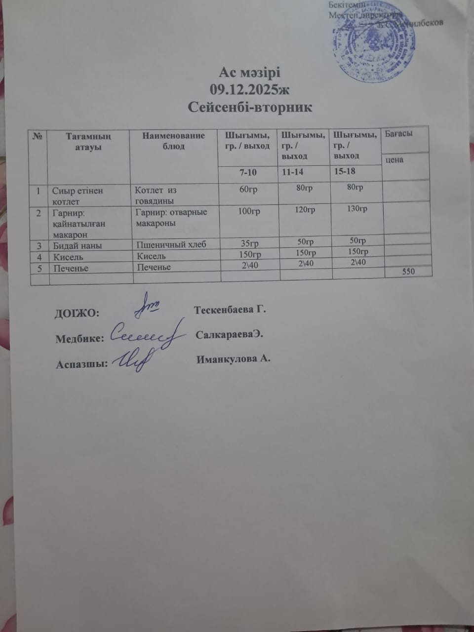 Ас мәзірі
