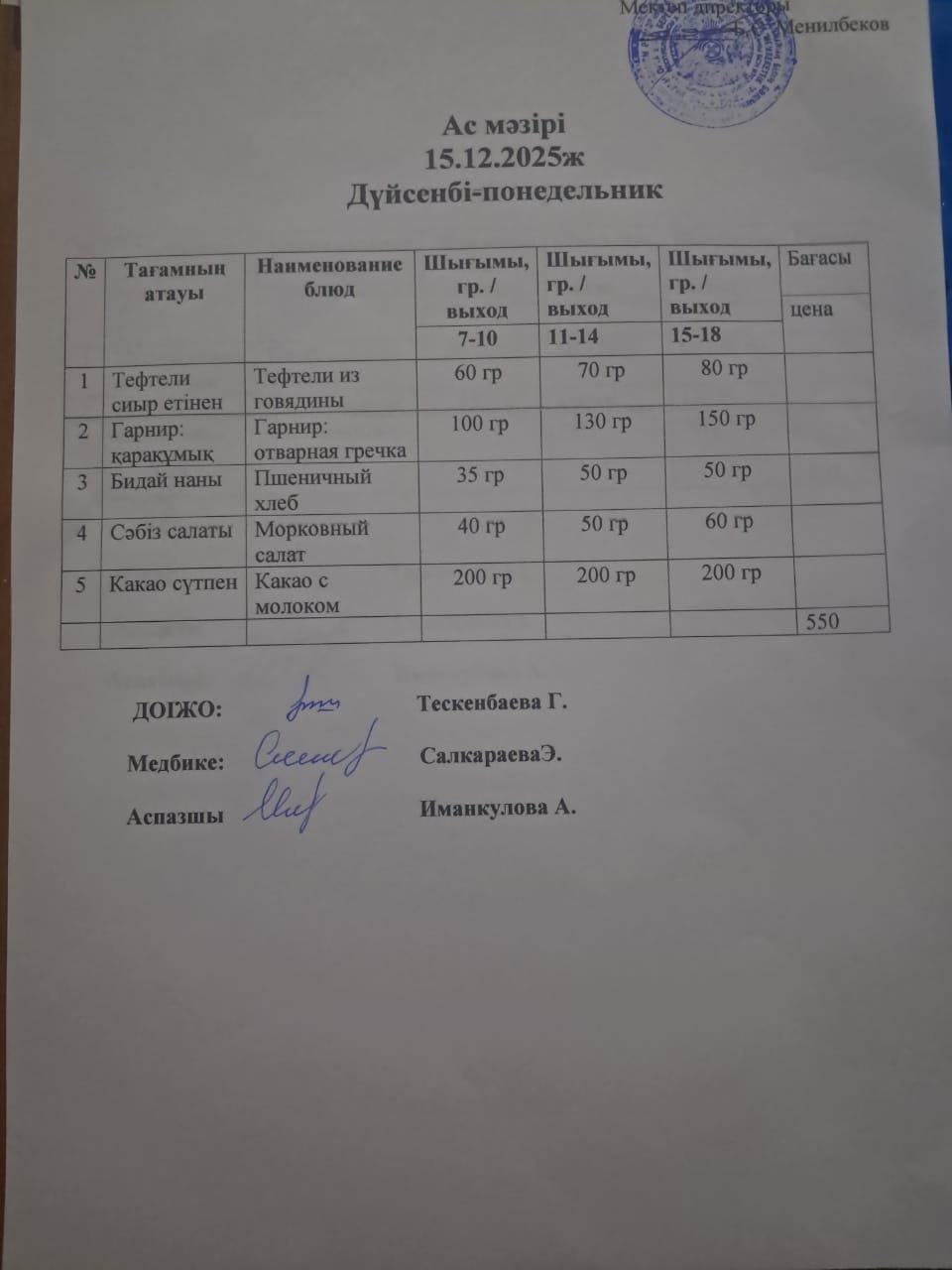Ас мәзірі