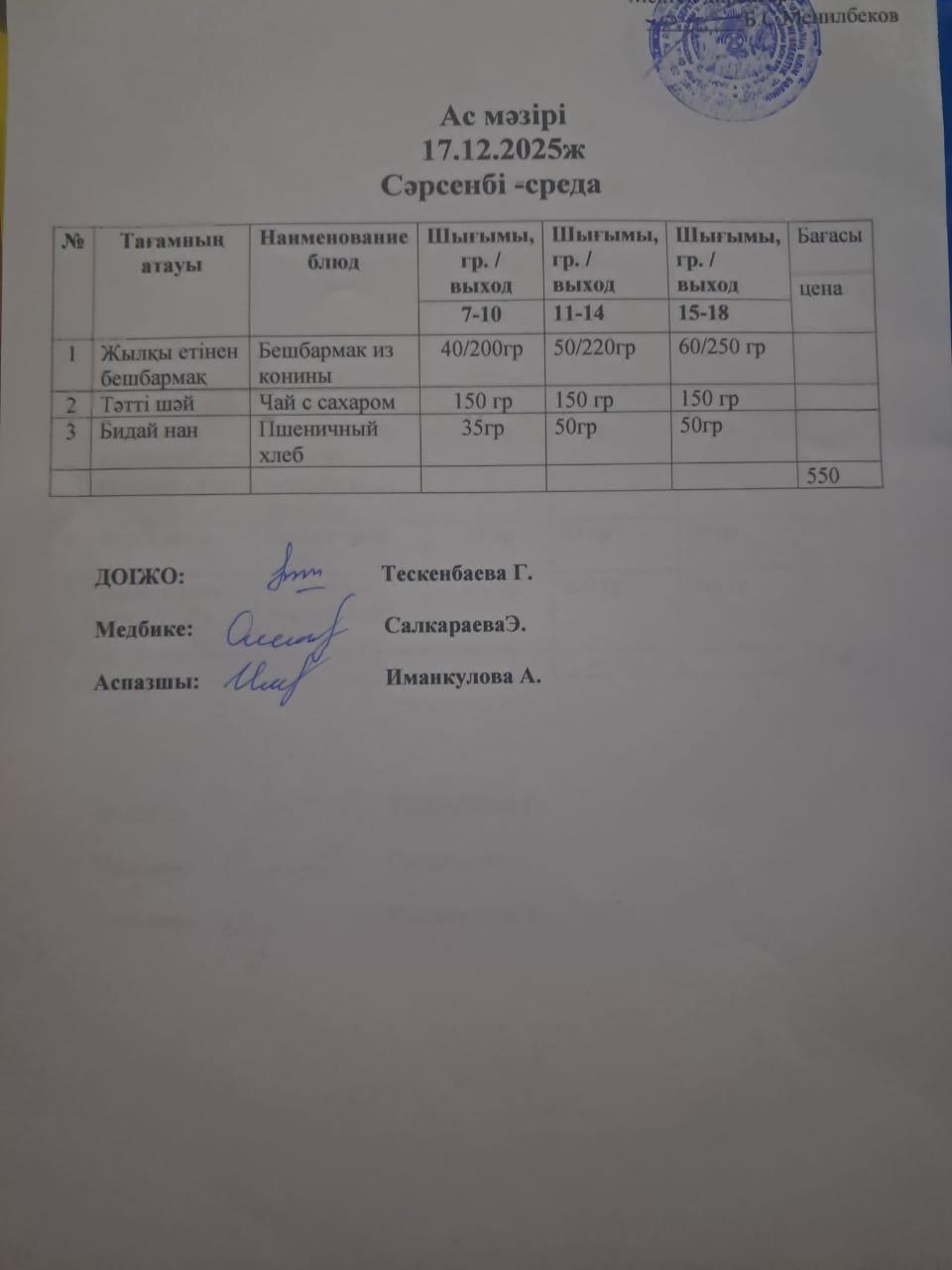 Ас мәзірі
